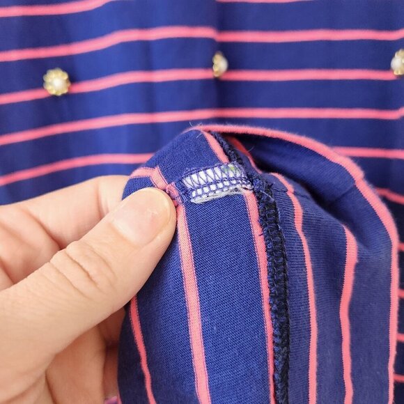 Lilly Pulitzer Blue Pink Striped Nautical Shift Dress Preppy Beaded Women's XS - Picture 6 of 6